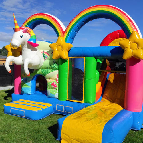 inflatable bouncy in unicorn theme